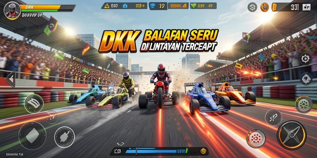 Tampilan gameplay balapan yang mendebarkan dari DKK.