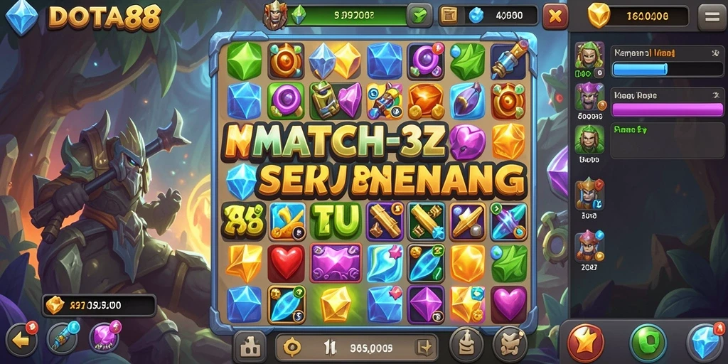 Screenshot DOTA88 menunjukkan aksi seru dalam permainan Match-3.