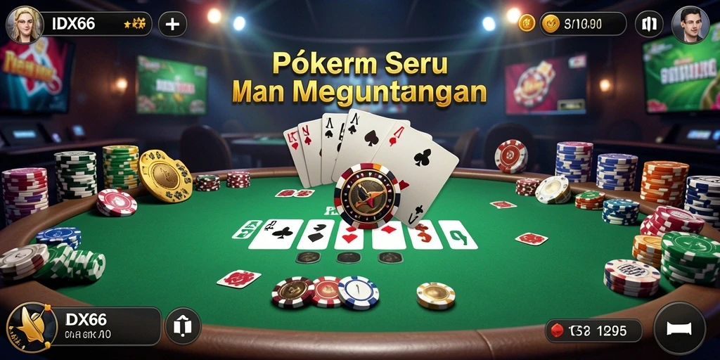 Tampilan permainan poker yang menegangkan dan interaktif di IDX66.