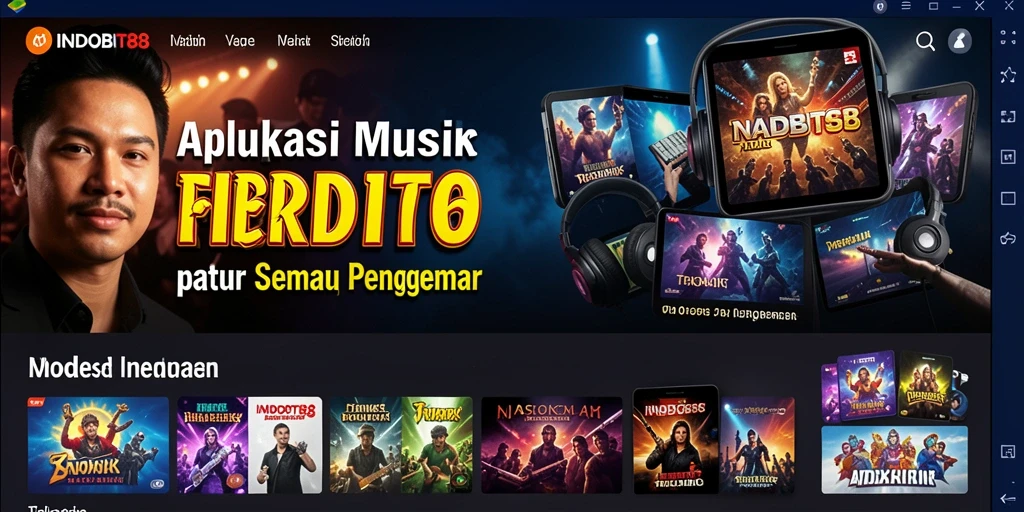 Screenshot gameplay INDOBIT88 menampilkan antarmuka aplikasi musik.