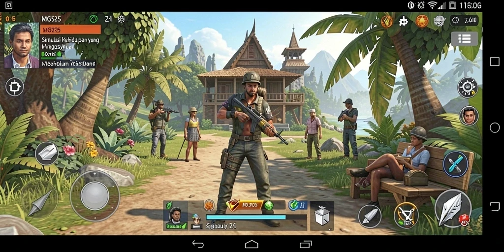 Tampilan menarik dari gameplay MG525 yang menggambarkan simulasi kehidupan.