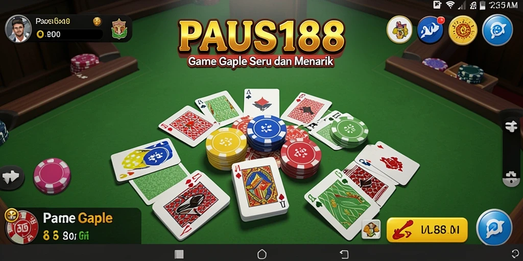 Tampilan gameplay Gaple PAUS188 yang menarik dan interaktif.