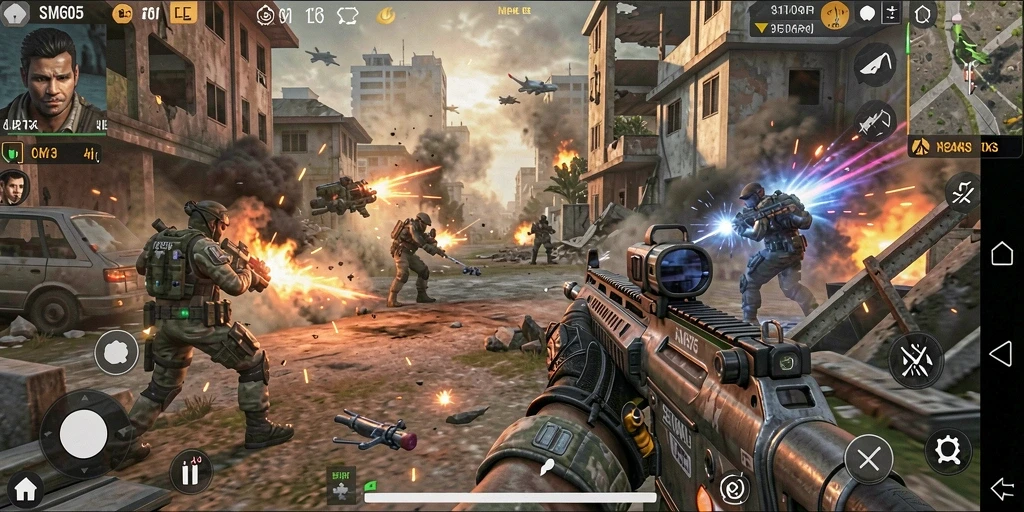 Tampilan gameplay SM605 dengan pertempuran yang seru dan grafis yang menarik.