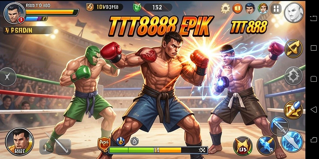 Tangkapan layar gameplay <strong>TTT888</strong> menampilkan aksi pertarungan yang mendebarkan.